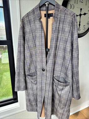 MOTIVI Women's Plaid Trench Coat 2X NWT